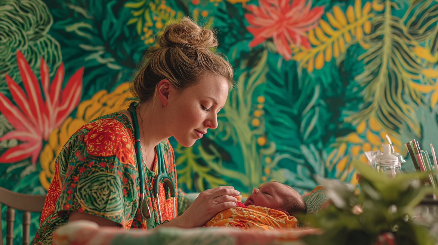 Speech therapist working with premature baby on oral motor exercises showing gentle face and mouth stimulation techniques