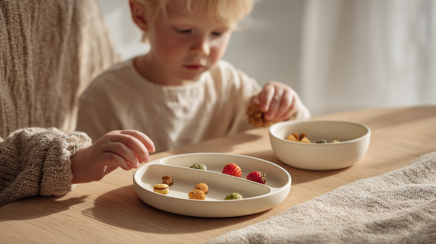 Parent checking food sizes with visual guide and quarter comparison for choking hazard prevention