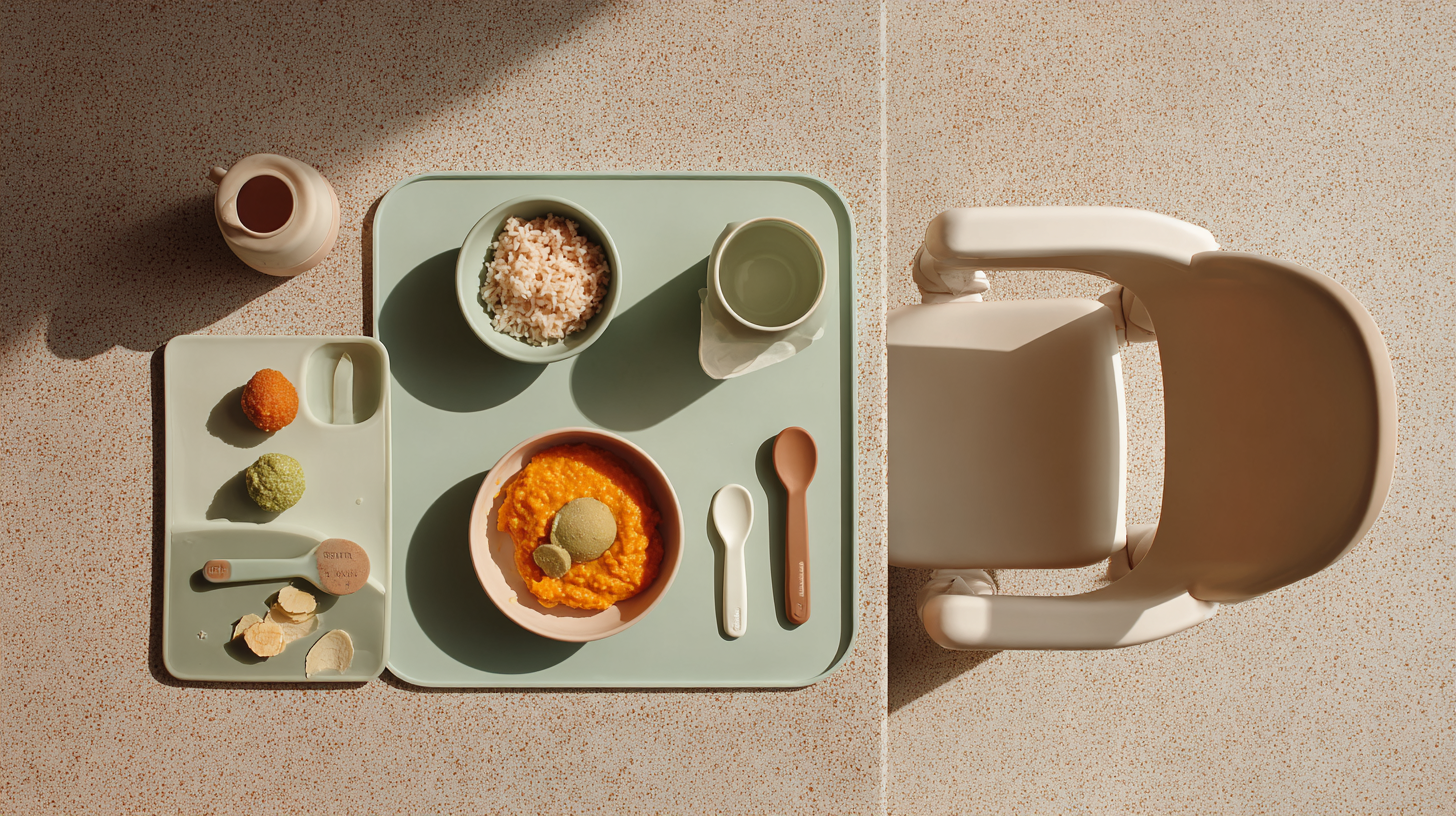 Organized minimal feeding setup showing only frequently used items