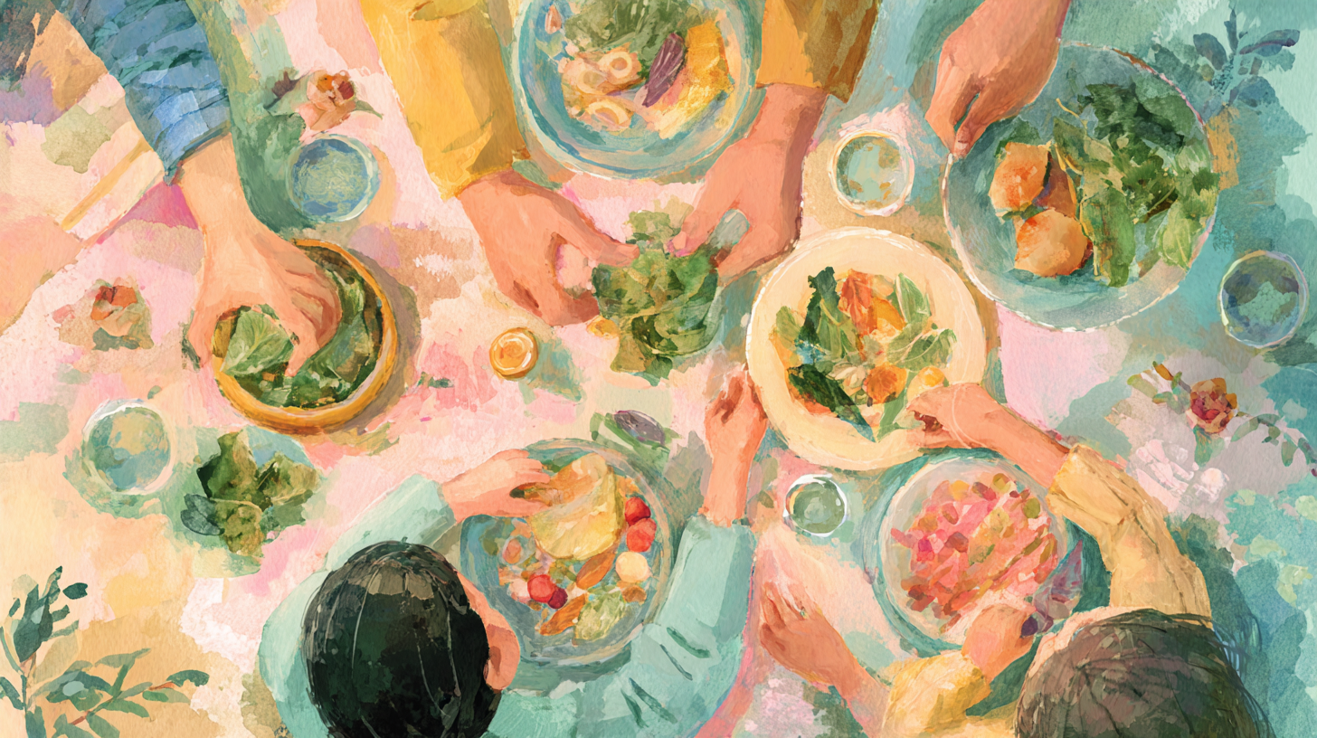 Calm mealtime scene showing a baby exploring food independently while parent observes supportively, demonstrating pressure-free feeding