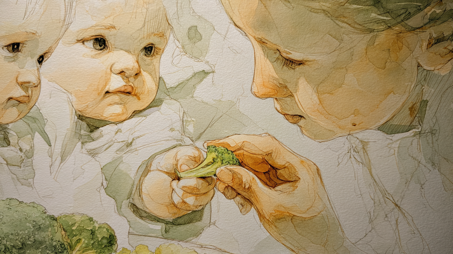 Parent offering food to baby multiple times showing persistence and patience in food introduction