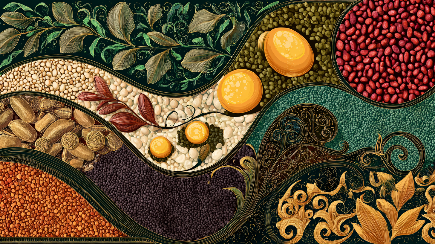 Variety of overlooked immune-supporting foods including lentils, eggs, leafy greens, and root vegetables displayed in earthenware bowls